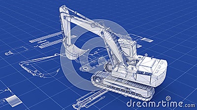 Excavator Blueprint Stock Photo