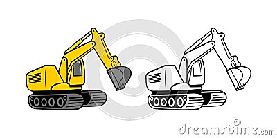 Excavator Cartoon Design Illustration Vector Illustration