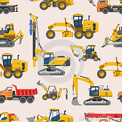 Excavator for construction vector digger or bulldozer excavating with shovel and excavation machinery industry Vector Illustration