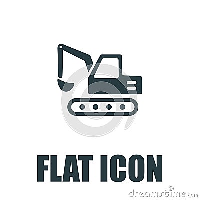 Excavator digger vector icon Cartoon Illustration