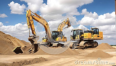 Excavator digging in the ground on daylight Ai Generated Stock Photo