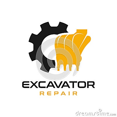 Excavator engine repair logo design Vector Illustration