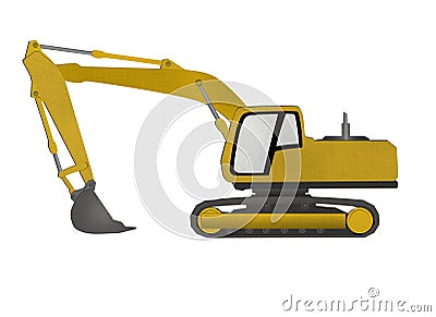 Excavator form recycled paper cut isolated on whit Stock Photo