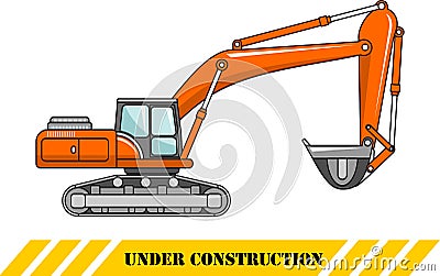 Excavator. Heavy construction machine. Vector Vector Illustration