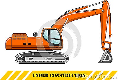 Excavator. Heavy construction machine. Vector Vector Illustration