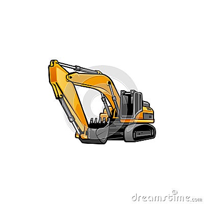 excavator - heavy equipment construction - earth mover vector isolated Vector Illustration