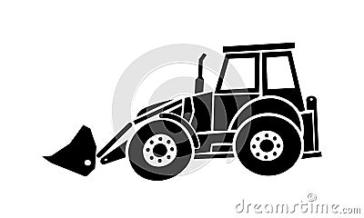 Excavator heavy machinery icon drawing by illustration Vector Illustration