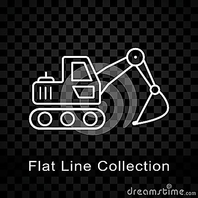 Excavator icon on checkered background Vector Illustration