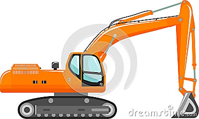 Excavator Icon in Flat Style. Vector Illustration Vector Illustration