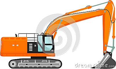 Excavator Icon in Flat Style. Vector Illustration Vector Illustration