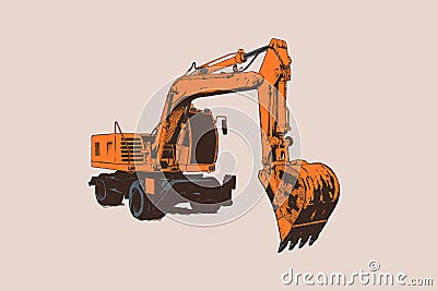 Excavator. Isolated. Special equipment. Construction machinery. Vector illustration. Vector Illustration