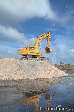 Excavator in a limestone Stock Photo