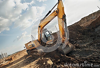 Excavator loader in construction Stock Photo