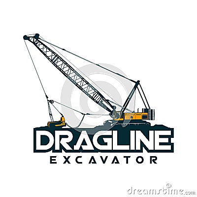Dragline excavator logo industrial vector Stock Photo
