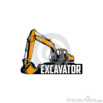 Excavator heavy equipment logo illustration Cartoon Illustration