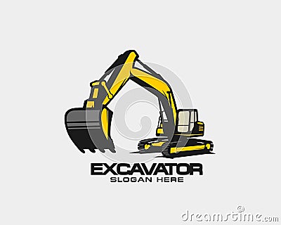 Excavator logo template vector. Heavy equipment logo vector for construction company. Creative excavator illustration for logo Vector Illustration