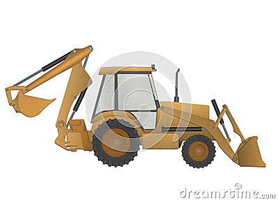 Excavator made from recycled paper cut isolated on Stock Photo