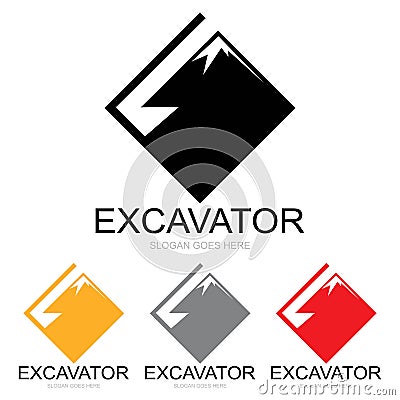 Excavator and mountain logo free vector Vector Illustration