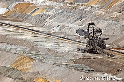 Excavator open cast coal mine Stock Photo