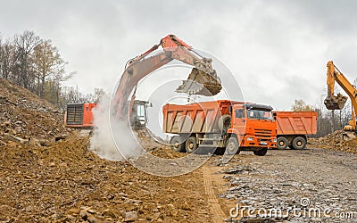 Excavator in operation Editorial Stock Photo