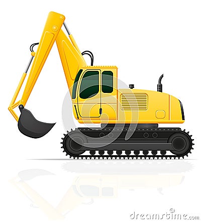 Excavator for road works vector illustration Vector Illustration