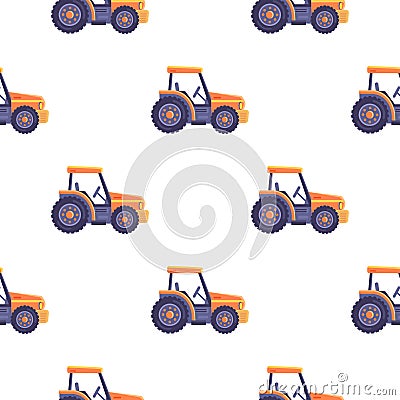 Excavator Tractor Vehicle Seamless Pattern Texture Vector Illustration