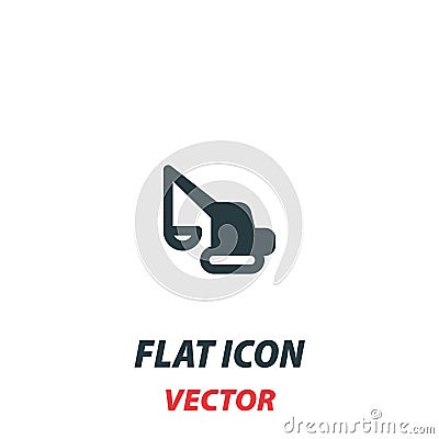 excavator transport icon in a flat style. Vector illustration pictogram on white background. Isolated symbol suitable for mobile Cartoon Illustration