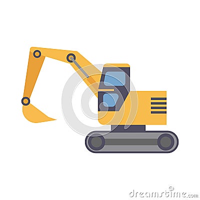 Excavator vector icon construction machine. Bulldozer industry tractor industrial and symbol machinery vehicle. Equipment heavy Vector Illustration