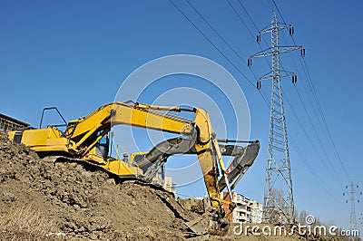 Excavators excavating on site Stock Photo