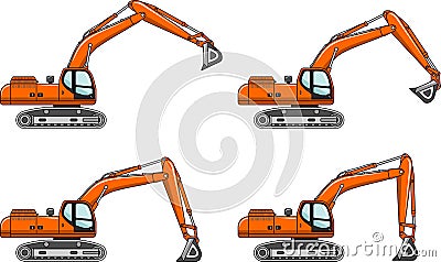 Excavators. Heavy construction machines. Vector illustration Vector Illustration