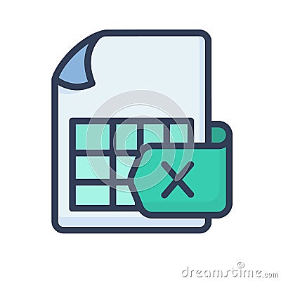 Excel document file paper page sheet single isolated icon with filled line style Cartoon Illustration