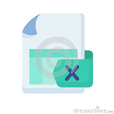 Excel document file paper page sheet single isolated icon with flat style Vector Illustration