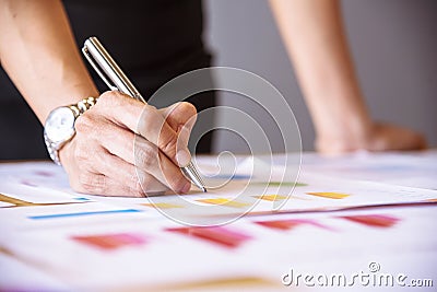 Excel graph with Spreadsheet Document showing Information Financial Startup Concept. Financial Planning making Accounting Database Stock Photo