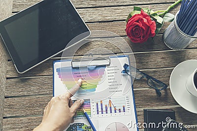 Excel graph with Spreadsheet Document showing Information Financial Startup Concept. Financial Planning making Accounting Database Stock Photo