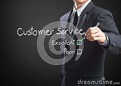 Excellent checkbox on customer service Stock Photo