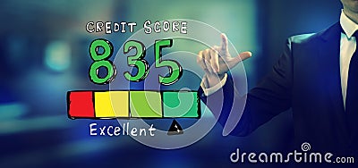 Excellent credit score theme with a businessman Stock Photo