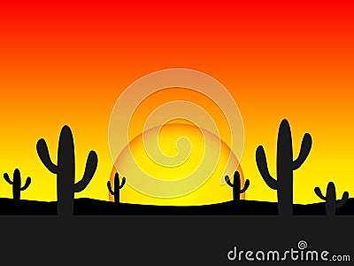 Excellent design of the sunset in the desert Vector Illustration