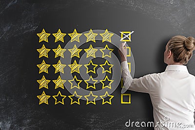 Excellent five star customer feedback or client service rating Stock Photo