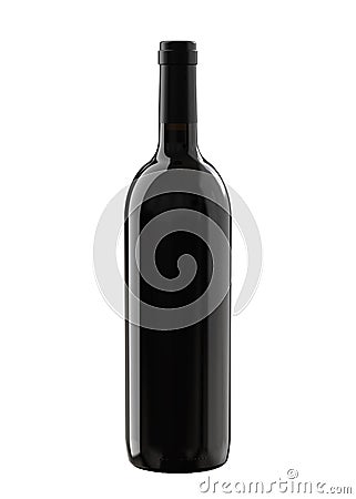 Excellent Glass Bottle of Wine Isolated on White. Pinot Noir, Malbec, Shiraz, Cabernet, Merlot, Petit Verdot, Bordeaux. Stock Photo