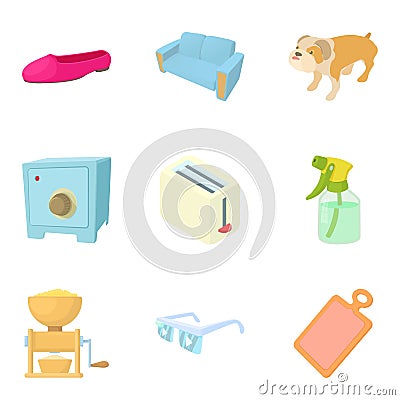 Excellent house icons set, cartoon style Vector Illustration