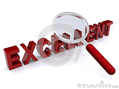 Excellent and magnifying glass Stock Photo