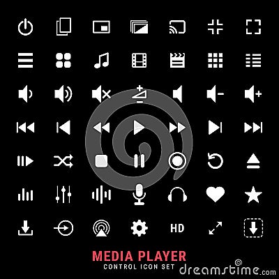 Excellent media player control icon set Vector Illustration