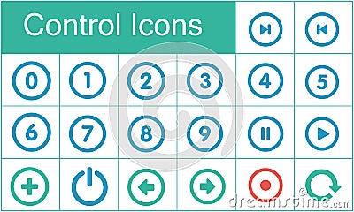 Excellent media player control icon set for designers in the design of all kinds of works. Beautiful and modern icon which can be Stock Photo