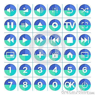 Excellent Media player icon and button set Vector Illustration