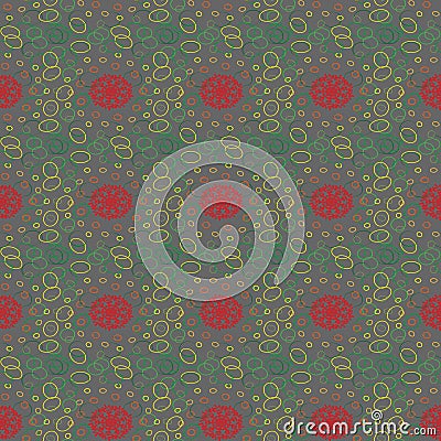 Excellent pattern with green circles and red center. Vector Illustration