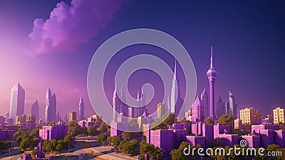 An Excellent View Of A City With A Lot Of Tall Buildings AI Generative Stock Photo