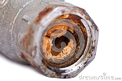 Broken & Rust Blocked Pipe Stock Photo