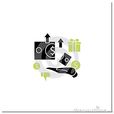 Excessive cost glyph icon Vector Illustration