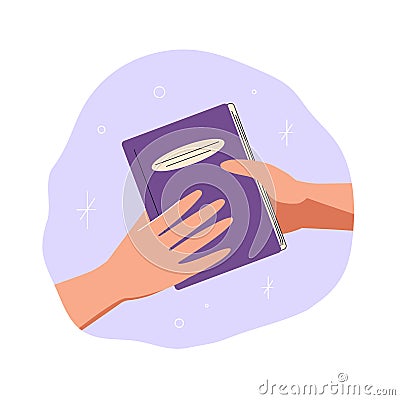 Exchange, buying or donation books. Vector Illustration
