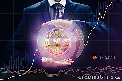 Exchange crypto currency concepts, sales and purchase, growth rate, bit E-commerce coin Stock Photo